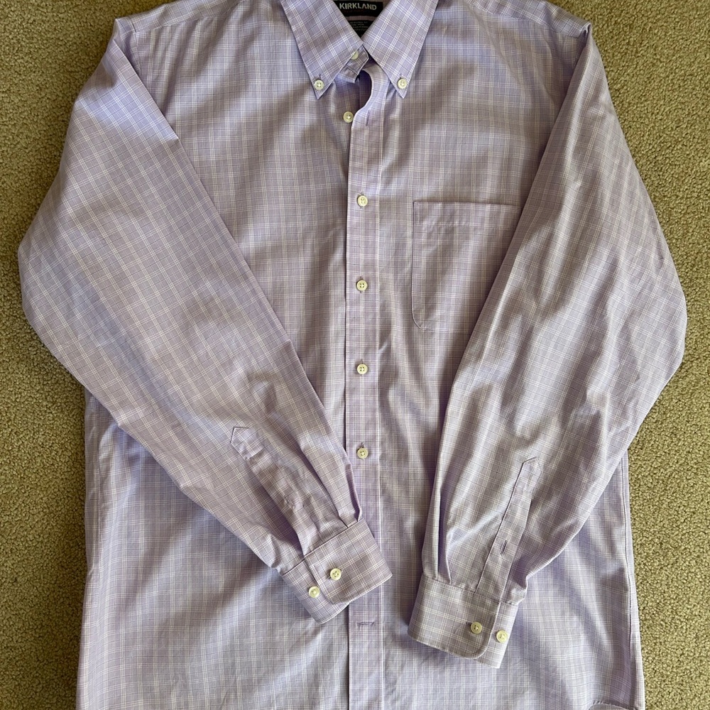 Kirkland Signature Purple Casual Button Down Shirt